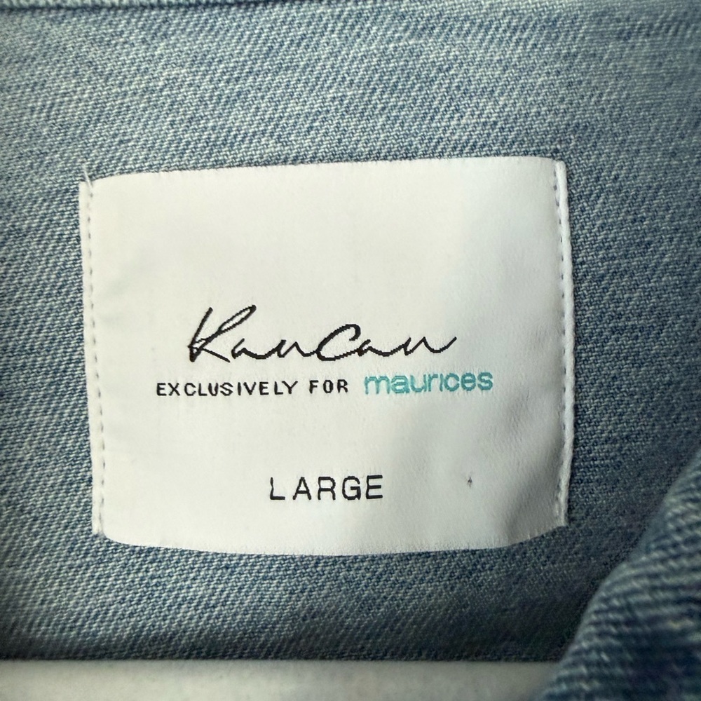 KanCan Ripped Hem Cropped Denim Jacket - Size L - Picture 4 of 6